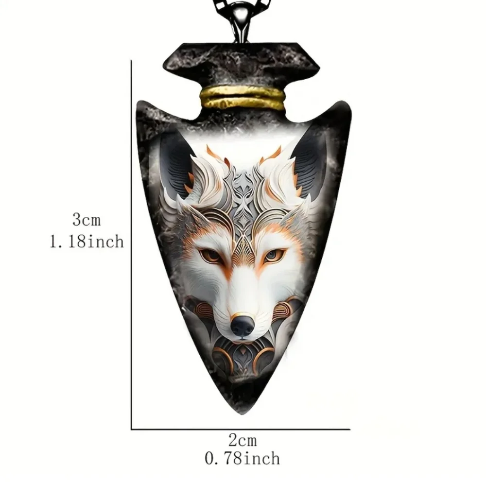 New White wolf Arrowhead Necklace
